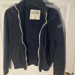 abercrombie KIDS Navy Hoodie Jacket Sz L with hood and phone/headphone pocket